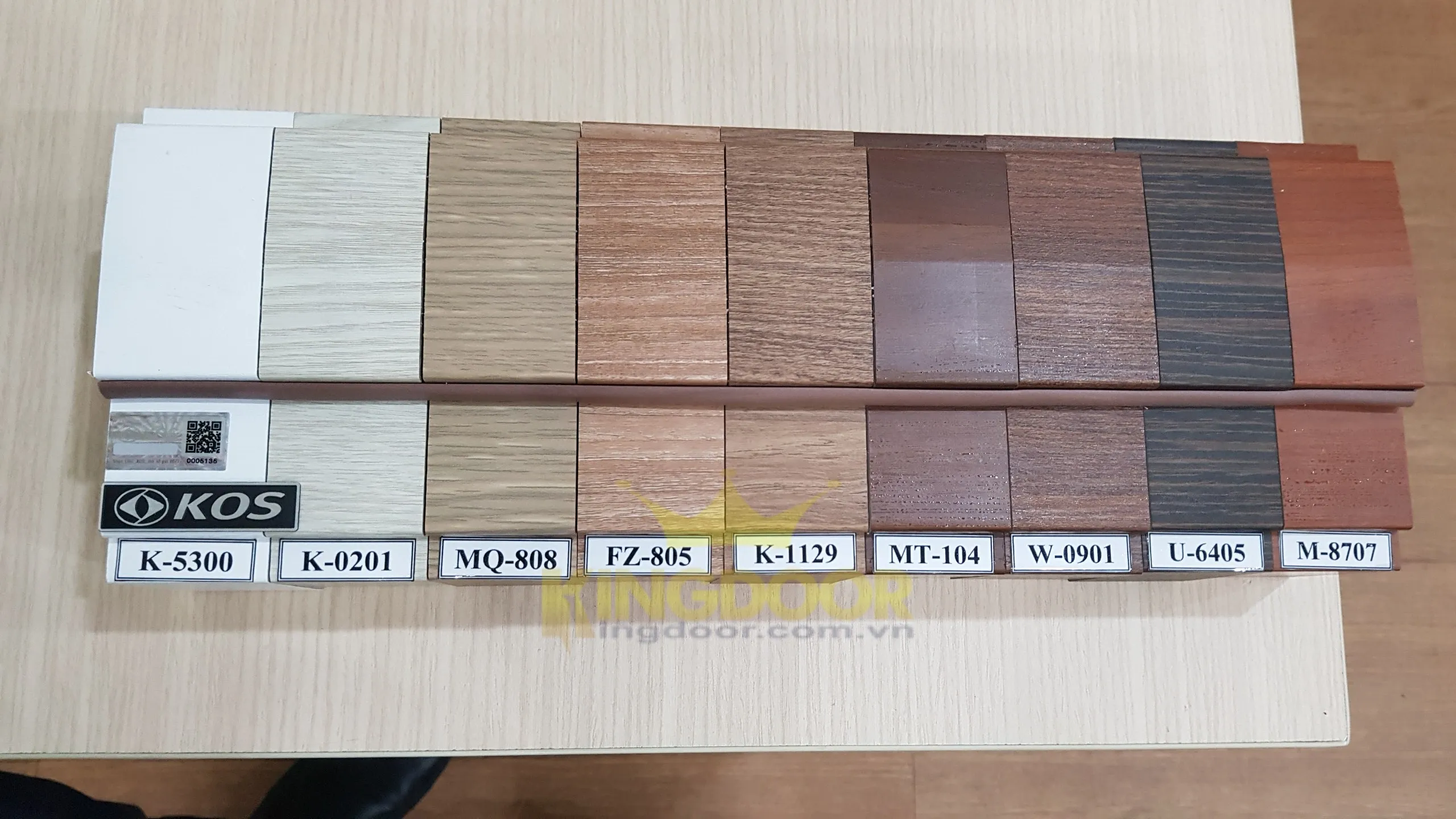 Bảng màu cửa nhựa giả gỗ ABS Hàn Quốc chính hãng.